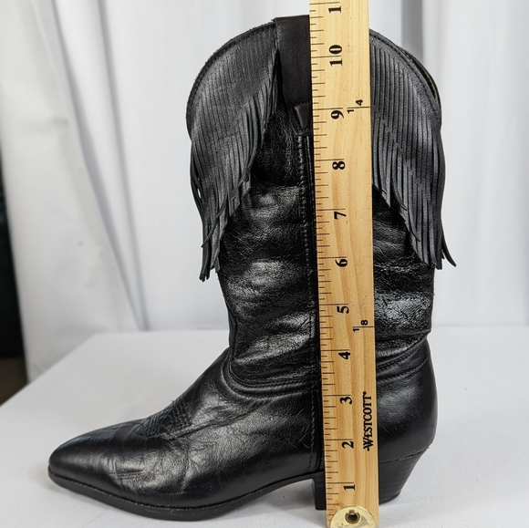 LAREDO Black Fringe Cowgirl Boots: Sz 4 - Picture 7 of 10